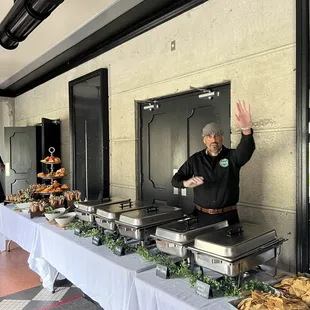 Friendly buffet attendants are always a must for your large events!