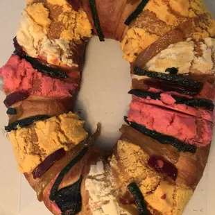 a donut with various toppings