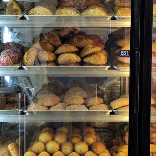 a display of baked goods