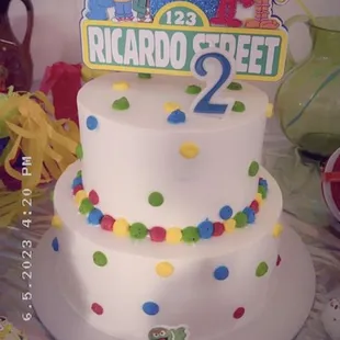 Son&apos;s 2nd Birthday party cake. We had Banana &amp; Vanilla on the top and Tres Leche with strawberries &amp; peach and cake was a hit!