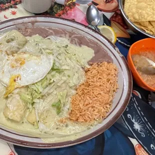 Enchiladas Suizas Chicken with Egg