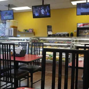 the interior of a deli