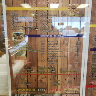 menu
