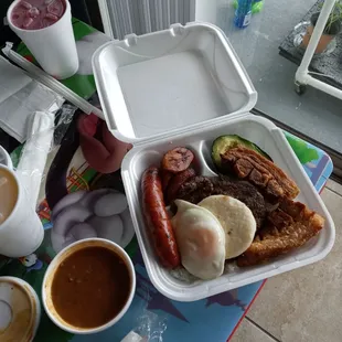 a tray of food on a table