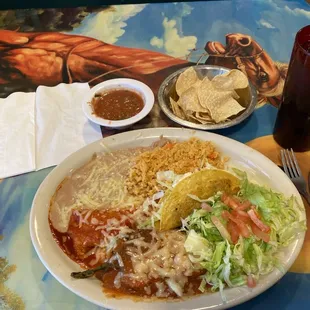 Combo #2.  Chile relleno , taco , and enchilada. All my faves. Super fresh, made with love and the rice is on point!!!