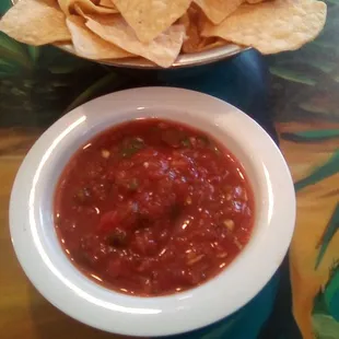 Delicias Cafe...salsa and chips. Overall, the Asado Delicias meal was quite good, but the Carnitas meal is better.