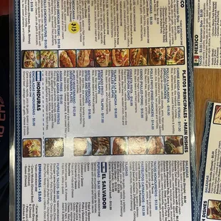 the menu and prices