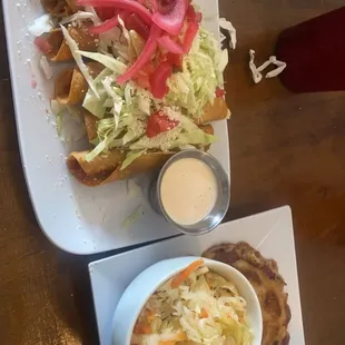(LEFT) Hondurian Tacos (RIGHT) pupusa revuelta