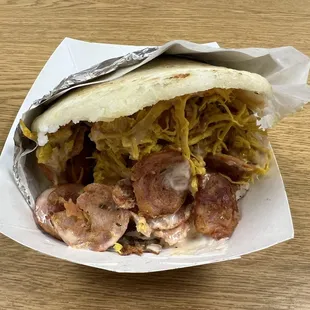 Chicken, Chorizo and Cheese Arepa