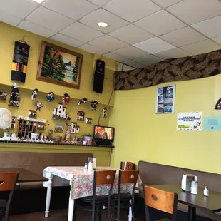 tables and chairs in a restaurant