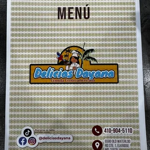 menu for delicia&apos;s burgers