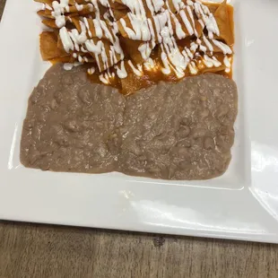 Chilaquiles rojos plain no cheese or rice