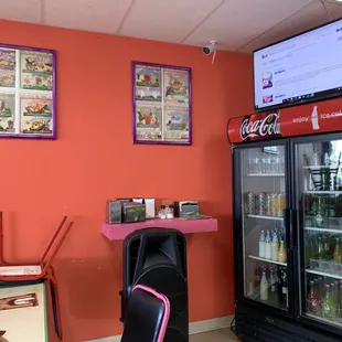 the inside of a deli