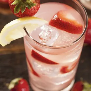 a glass of strawberry lemonade