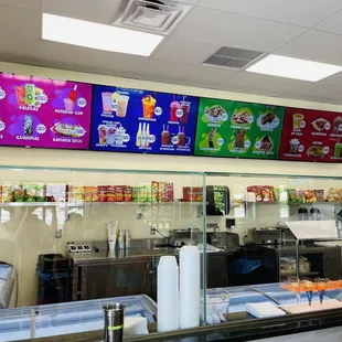 Service counter, lots of ice cream flavors