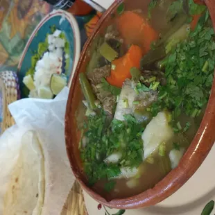 Beef soup with bread
