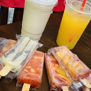 Drinks Are Horchata And Piña With Naranja And Paletas De Mango Con Chile , Starbucks, Pepino Con Chile
