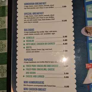 Pictures of the menu