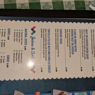 Pictures of the menu