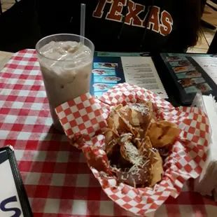 Complimentary chips + horchata