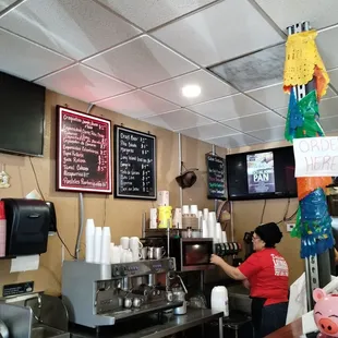 Coffee Station and a lovely waitress:)