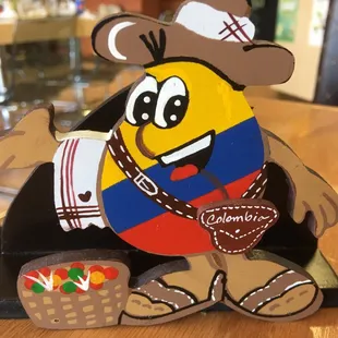 Napkin holder with Colombian Flag guy!