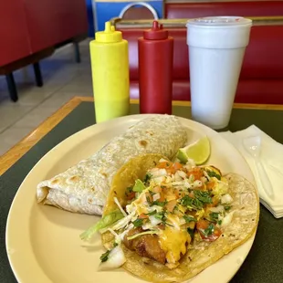 Fish taco &amp; b&amp;c burrito
