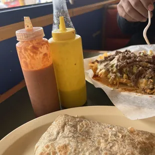 Carne Asada Fries or Carne Asada Chips  carne asada burrito WITH beans and rice