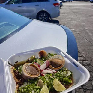 food in a styrofoam container