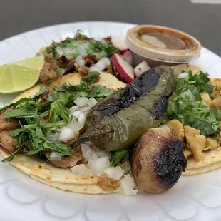Taco trio - pastor, pollo and carnitas
