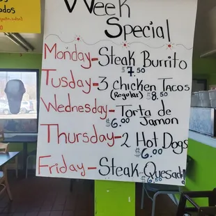 a sign in a restaurant