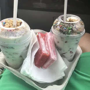 (In the middle) all-natural fruit bars (one water based one milk based) &amp; two fruity drink treats (can't think of the name lol) really tasty