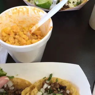 Tacos and elotes