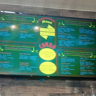 Smoothie menu