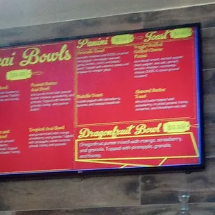 Bowl menu