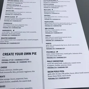 the menu