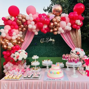 a pink and gold birthday party