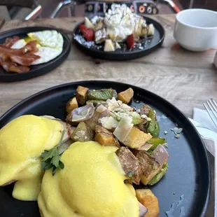 The potatoes with the onion and bell pepper.