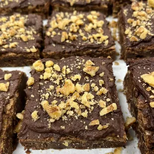 Walnut Brownies with Chocolate Frosting