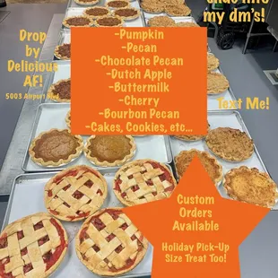Taking orders for holiday pies!