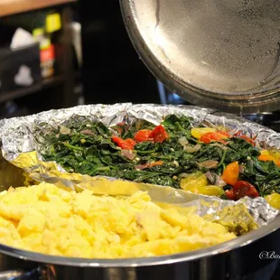 a pan of food being prepared