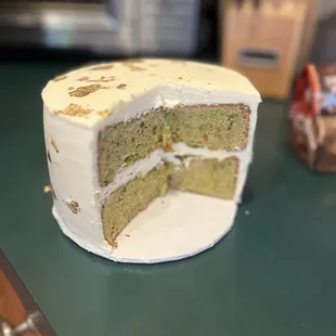 a slice taken out of a cake