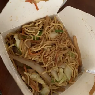 noodles in a take out box