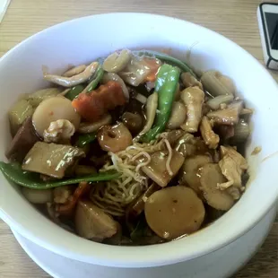 Szechuan noodles. Enough for two or more people.