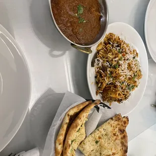 a variety of dishes on a table