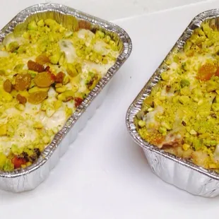 Um Ali- a bread based pudding filled with pistachios, raisins, coconuts and cinnamon - yummy yummy