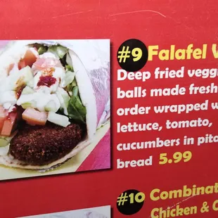 a menu for a fast food restaurant