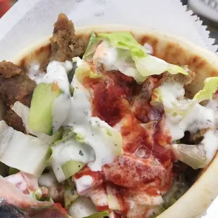 Falafel and gyro. So good.