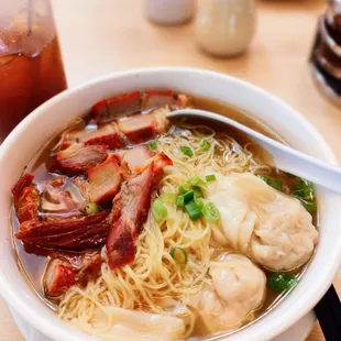 Wonton noodle soup with BBQ pork