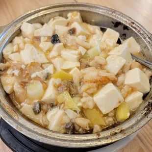 Salted Fish and Chicken Tofu Hot Pot. Yums!